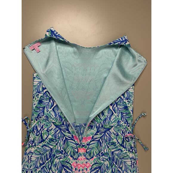Lilly Pulitzer Donna Romper Dress Sz 2 Feel The Beat Engineered Pink Blue Preppy - Picture 10 of 16